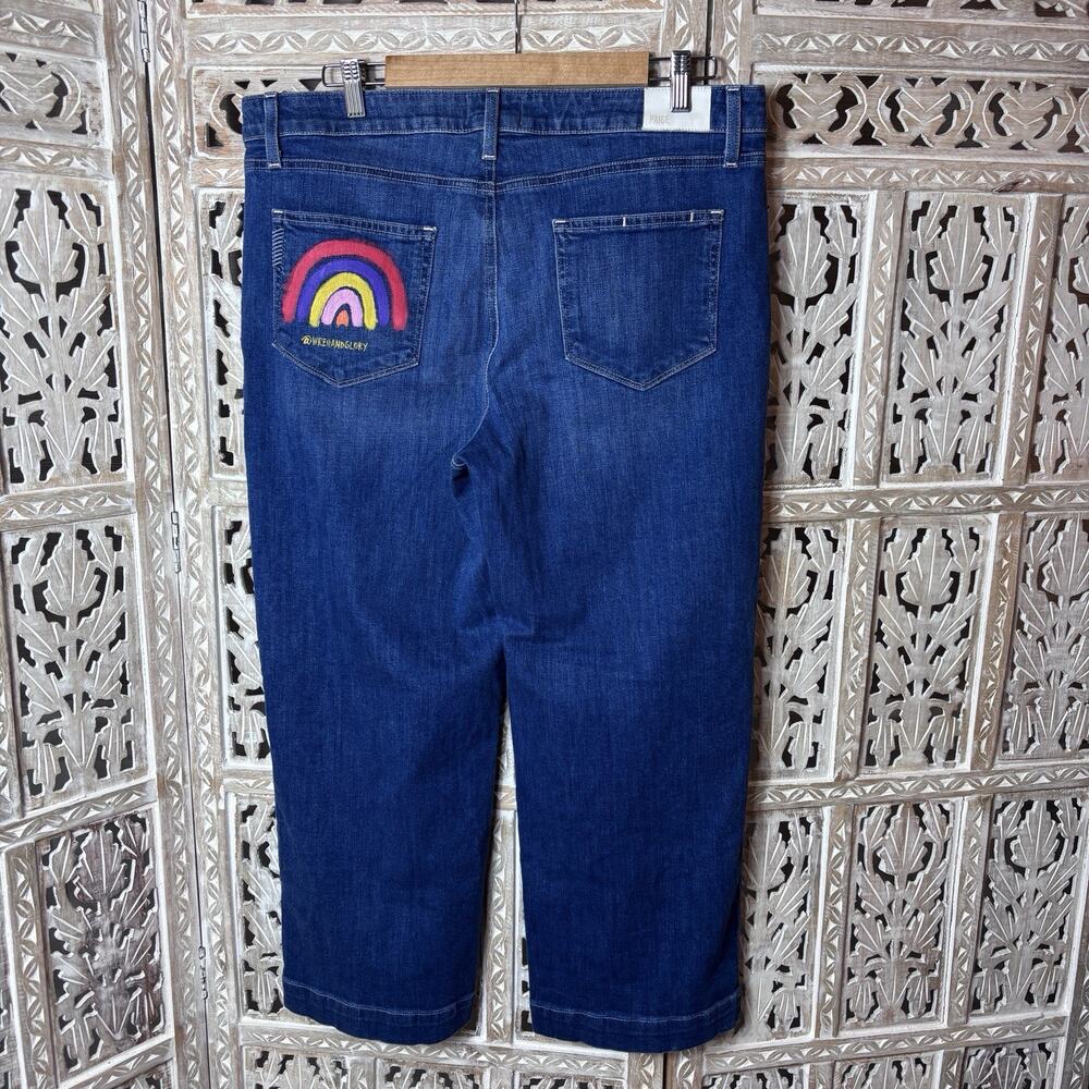 Wren & Glory Paige Nellie MED Wash Hand Painted Rainbow Pocket Custom Jeans 32